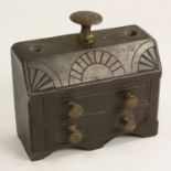 A 19th century Welsh vernacular slate model of a miniature bureau, probably a desk weight,