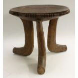 Tribal Art - an African ceremonial feasting bowl, dished circular top with geometric border,