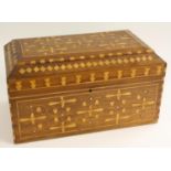 A Continental hardwood and marquetry rectangular box, probably Italian,