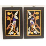 A pair of pietra dura rectangular plaques,