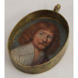 English School (17th century), a portrait miniature, of a Gentleman with red hair, oil on copper,