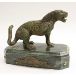 French School (early 20th century), a gilt bronze, Taking a Swipe, the leopard with claws out,