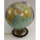 A mid-20th century German illuminated globe, The Duo Erdglobus, by C A Kochs, Berlin,