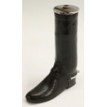 An early to mid-20th century model leather riding boot, probably a table lighter,