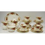 A Royal Albert Old Country Roses tea service for six including teapot,