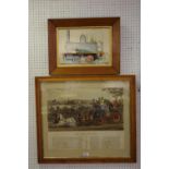 After Charles Hunt, late 19th century, polychromatic aquatint, a coaching scene,