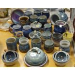 Studio Pottery - Crich Pottery, Rupert Blamire, drip ware salt pig, mugs, jugs, goblets, water jug,