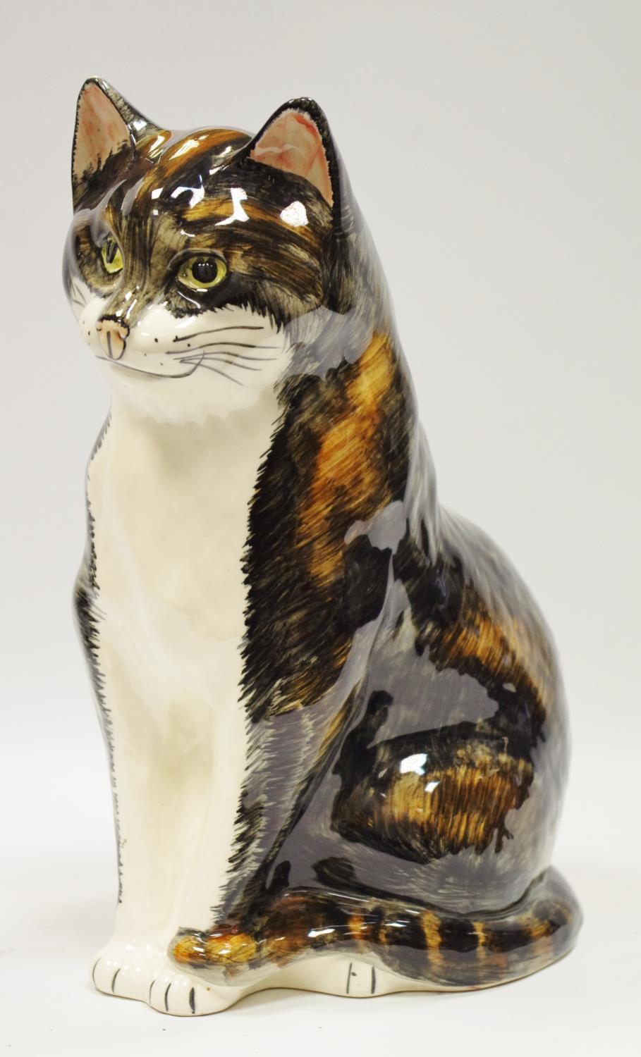 A large Babbcombe Pottery Tabby Cat painted by Phillip Laureston