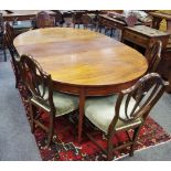 A George III mahogany D-end dining table (one associated leaf);