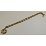 A 9ct gold round link necklace,