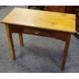 A mahogany hall table, single drawer to frieze, square legs with fluted angles.