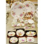 Royal Crown Derby Derby Posies pattern including four XL plates, condiment set, cream jug,