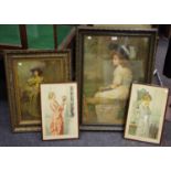 An Edwardian oak framed and glazed Pears print of a young girl,
