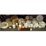 Ceramics - a Denby part dinner service comprising dinner plates, side plates, tea cups & saucers,
