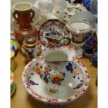 Decorative Ceramics - a substantial Victorian wash jug and bowl c.