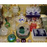 Glassware - Victorian cranberry jug; decanters; crystal bowls; studio glass in the form of sweets;
