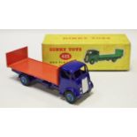 Dinky 433 Guy Flat Truck with Tailboard - blue cab, chassis, orange back,