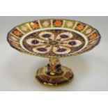 A Royal Crown Derby Imari palette 1126 pattern shaped circular cake comport, 24cm diameter,