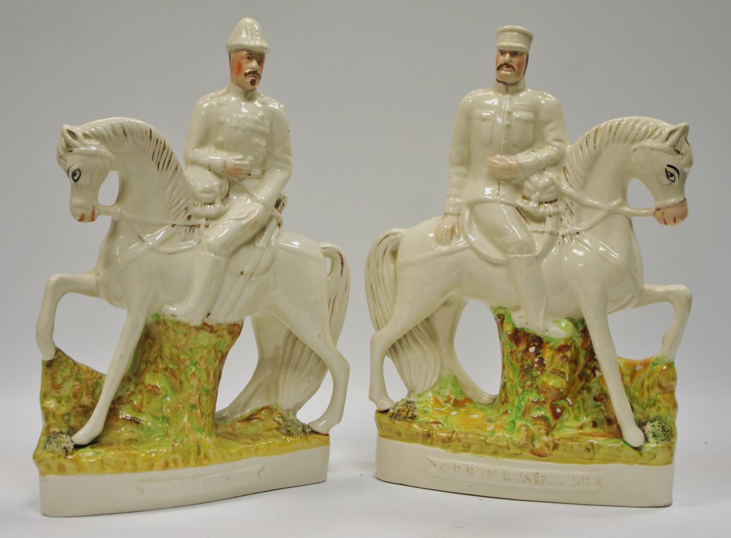 A pair of Victorian Staffordshire flatback figurines - Sir Redvers Buller and Lord Roberts.