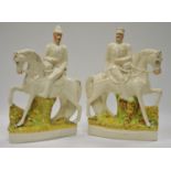 A pair of Victorian Staffordshire flatback figurines - Sir Redvers Buller and Lord Roberts.