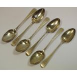 A set of George IV silver rat tail teaspoons, Richard Britton, London, 1827 80.