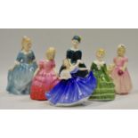 Royal Doulton figures including Tinkerbell HN 1677, 1935; others Belle HN 2340, Rose HN 1368,