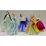 Royal Doulton figures including Rachel HN 2919, Happy Anniversary Green HN 4605, Yvonne HN 3038,