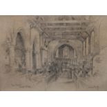 Howard Penton (1882 - 1960) The Chapel, Dover College fine pencil sketch, signed, dated 1906,