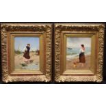 Francisco Miralles (1848 - 1901) A Pair, Fisherman's Wife signed, dated 1882, oils on panels,