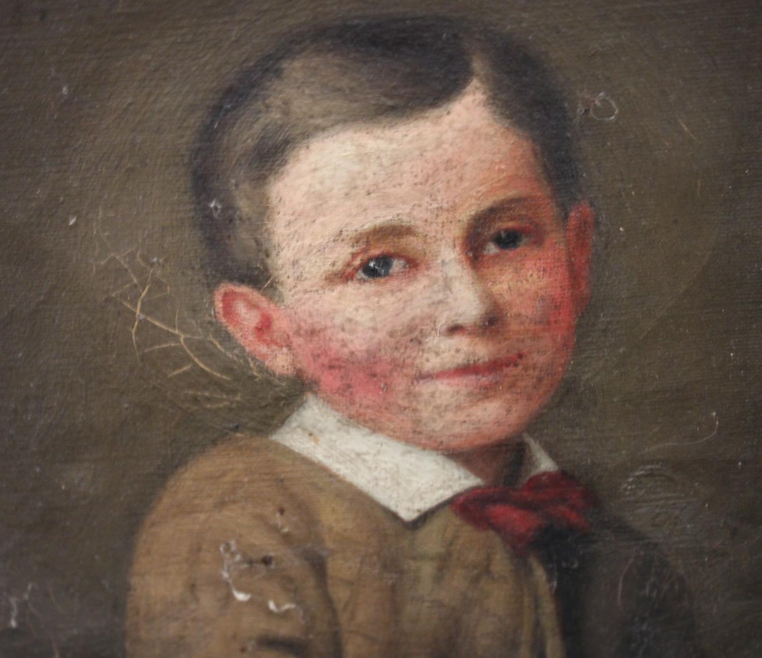 Irish School (19th/early 20th century) Portrait of a Boy in Tartan label to verso for Nat. - Image 3 of 5