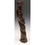 Modernist School (mid-20th century), a hardwood sculpture, stylised figures,