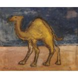 Lowndes Camel bears signature, oil on board, 19cm x 23.