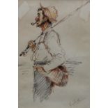 Ruth Adair A Fisherman Sketch signed, pen and ink, 29cm x 19.