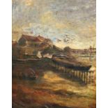English School (19th century) At Rest on the Estuary Beach monogrammed, possibly CB, oil on canvas,