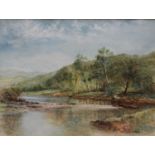 David Bates (20th century) Quiet River signed, dated 1980, watercolour,