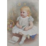 Victorian School Young Beauty, with Christmas Daisies watercolour,