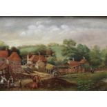 G A Stubbs (English Primitive School, 19th century) Farmyard with Cattle signed,