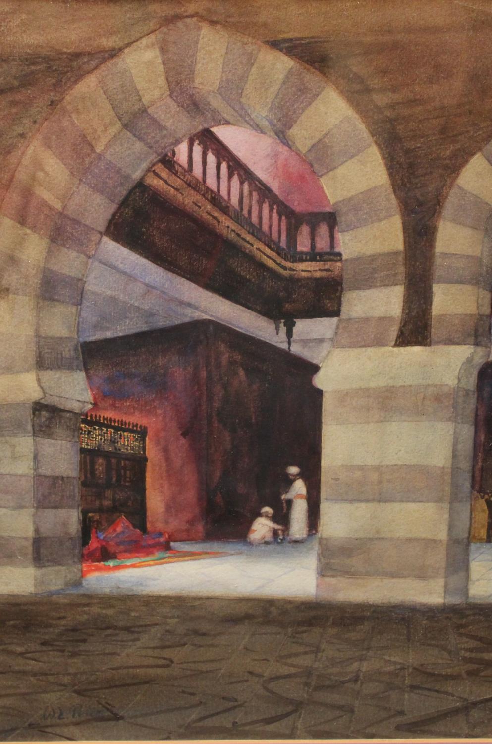 W R Price (Orientalist School) Mosque Interior signed, watercolour, 35.5cm x 24.