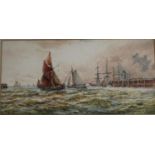 Thomas Bush Hardy (1842 - 1897) Busy Shipping Off the Coast signed, dated 1890, watercolour,