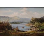 W McGregor Scottish Loch signed, oil on canvas, 49cm x 75.