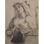 W J Stockall A Classical Beauty signed, dated 1883, sepia watercolour,