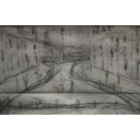 Lowry Street Scene bears signature, pencil drawing,