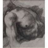 Jason Wallis-Johnson Study of a Male Torso label to verso, pencil drawing, 18.5cm x 16.