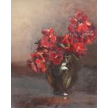 English School (early 20th century) Still Life of Red Flowers oil on canvas,