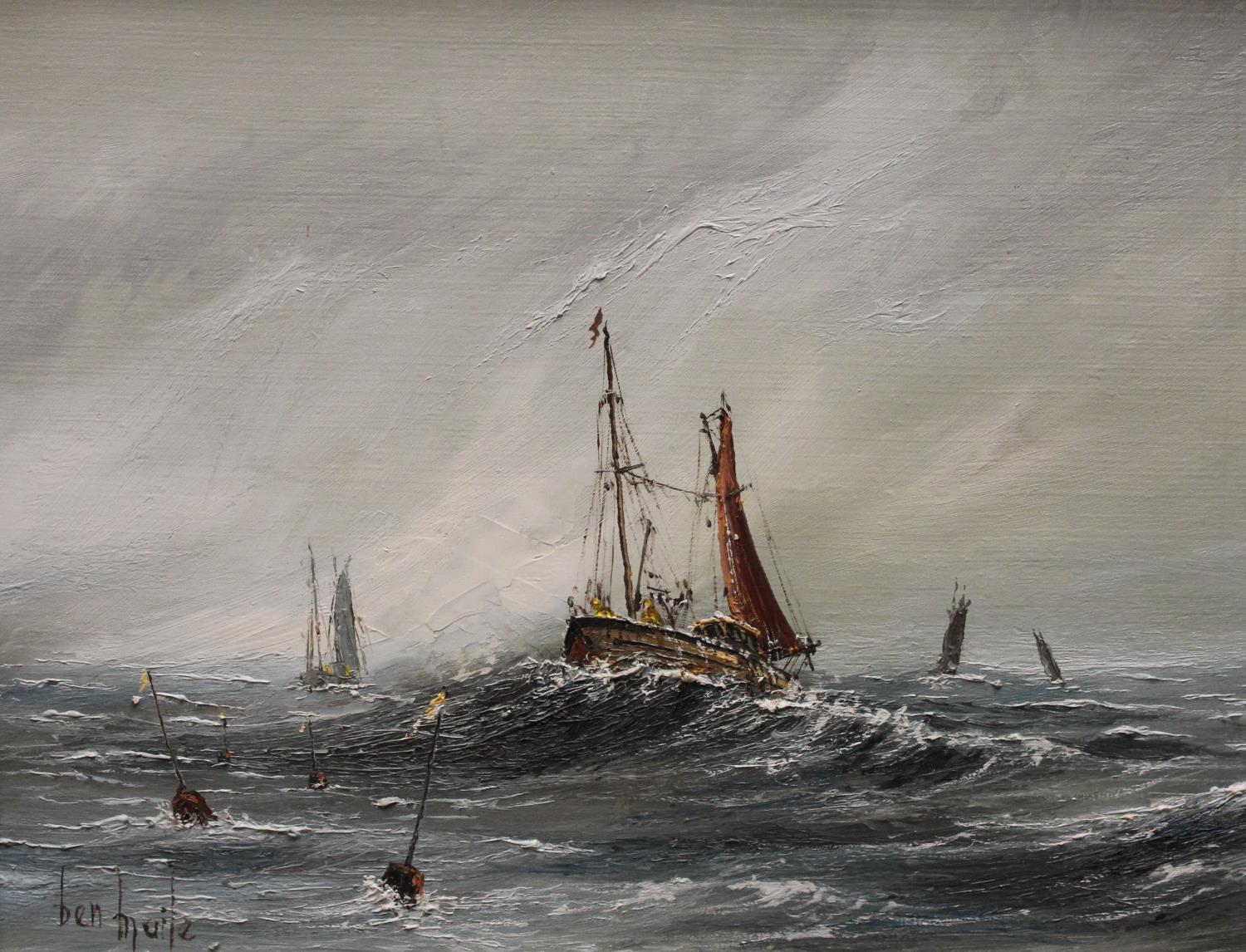 Ben Maile (1922 - 2017) Storm Catch signed, signed again, dated and titled to verso, oil on canvas,