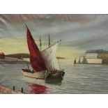 DE Puck (10th/20th century) Dropping Sails, Days Catch signed, oil on canvas,