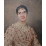 A Larroux (French 19th century) A Knowing Smile, Portrait of a Lady signed, dated 1889,