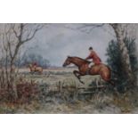 Gilbert Gee Chasing the Hounds signed, watercolour,