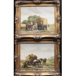 Vergeer (20th century) A Pair, Haymaking signed, oils on board,