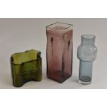 A Czechoslovakian Exbor studio glass knobbly fluid form vase, designed by Pavel Hlava, in sea green,